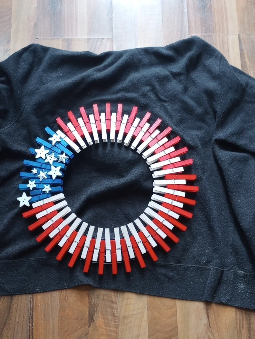 Patriotic Red White and Blue Clothespin Wreath - Home Accents